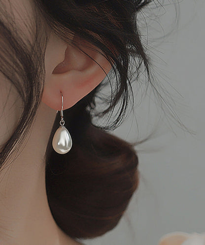 Silk Pearl Earrings Simple Silver Drop Sterling