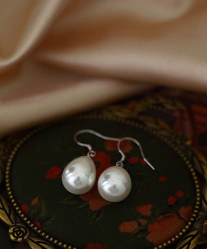 Silk Pearl Earrings Simple Silver Drop Sterling