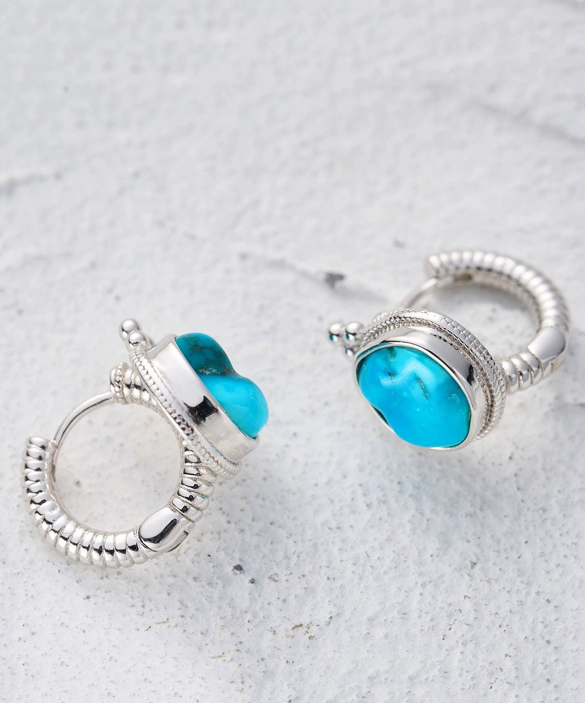 Stud Earrings Silk Turquoise Silver Simple Sterling