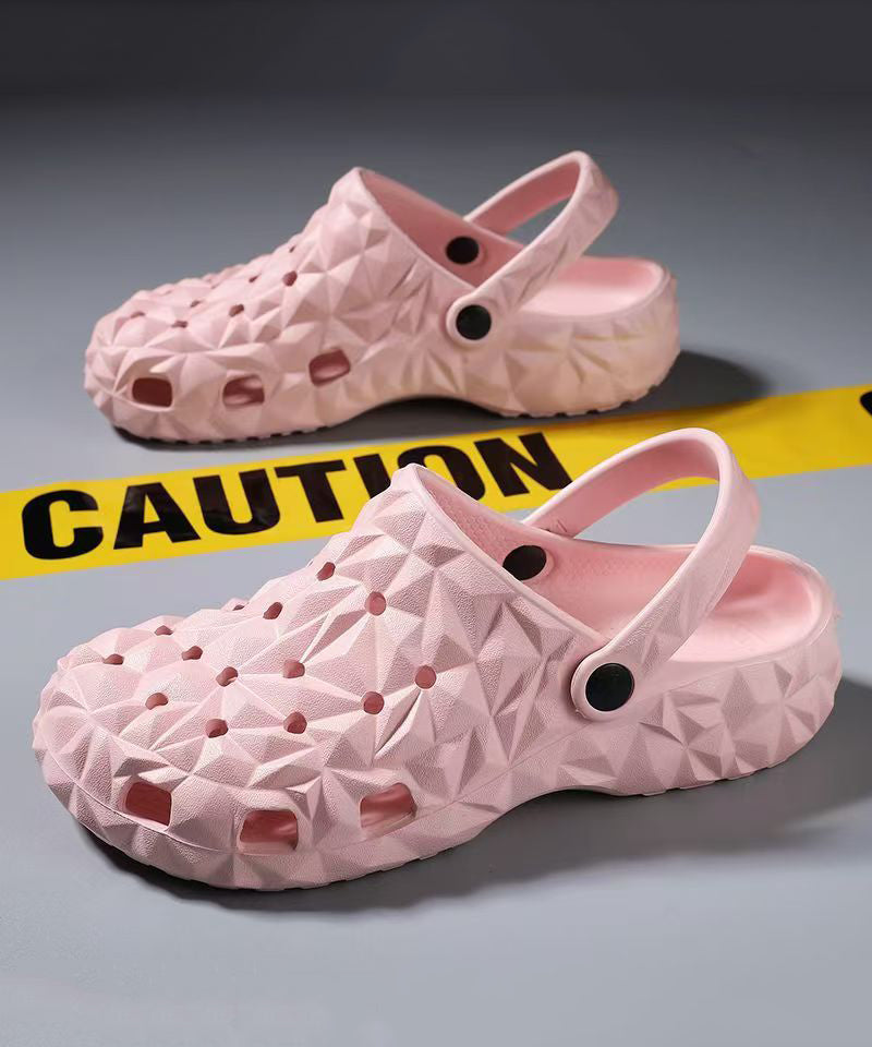 Simple Splicing Buckle Strap Hollow Out Black Slide Sandals AG1016