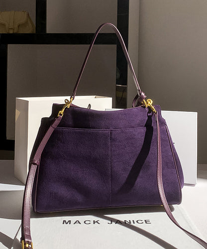 Faux Versatile Bag Capacity Simple Suede Shoulder Large Purple