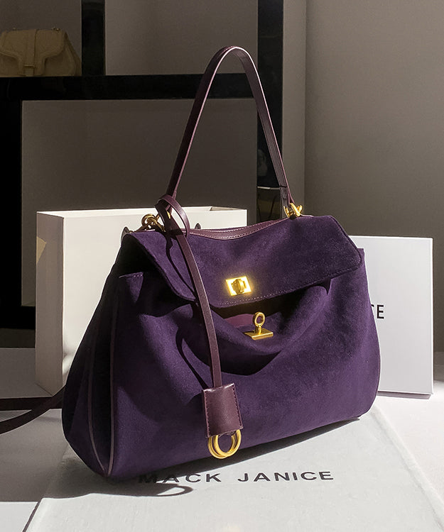 Faux Versatile Bag Capacity Simple Suede Shoulder Large Purple