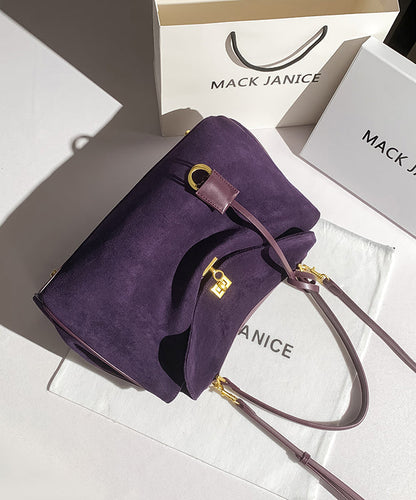 Faux Versatile Bag Capacity Simple Suede Shoulder Large Purple