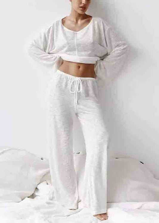 White Pajamas Cotton Set Two Summer Simple Oversized Pieces