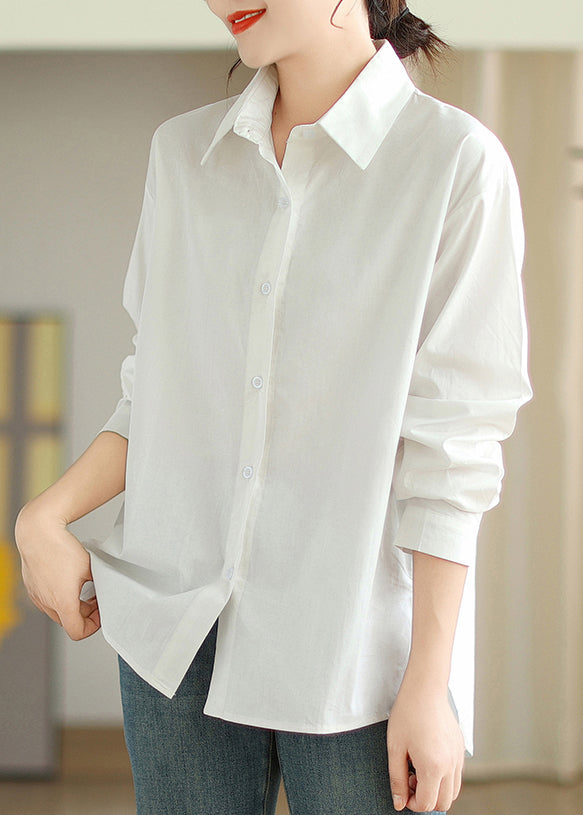 Simple White Oversized Cotton Shirts Spring TM001
