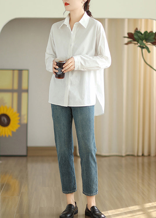 Simple White Oversized Cotton Shirts Spring TM001