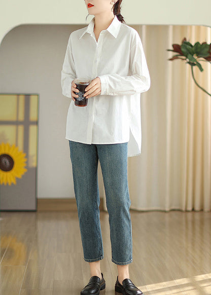 Simple White Oversized Cotton Shirts Spring TM001