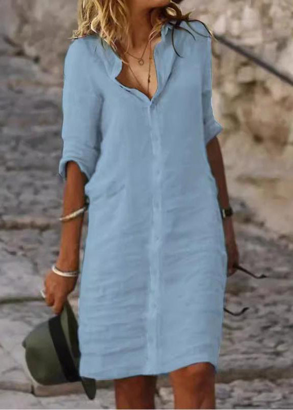 Oversized Shirt Summer Linen Dress White Simple Day