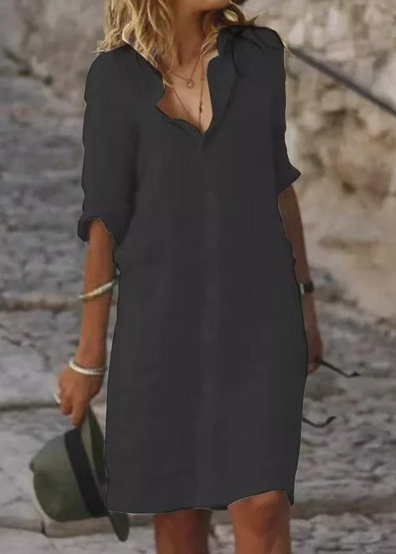 Oversized Shirt Summer Linen Dress White Simple Day