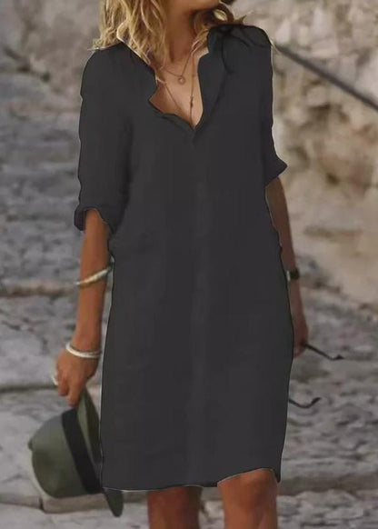 Oversized Shirt Summer Linen Dress White Simple Day