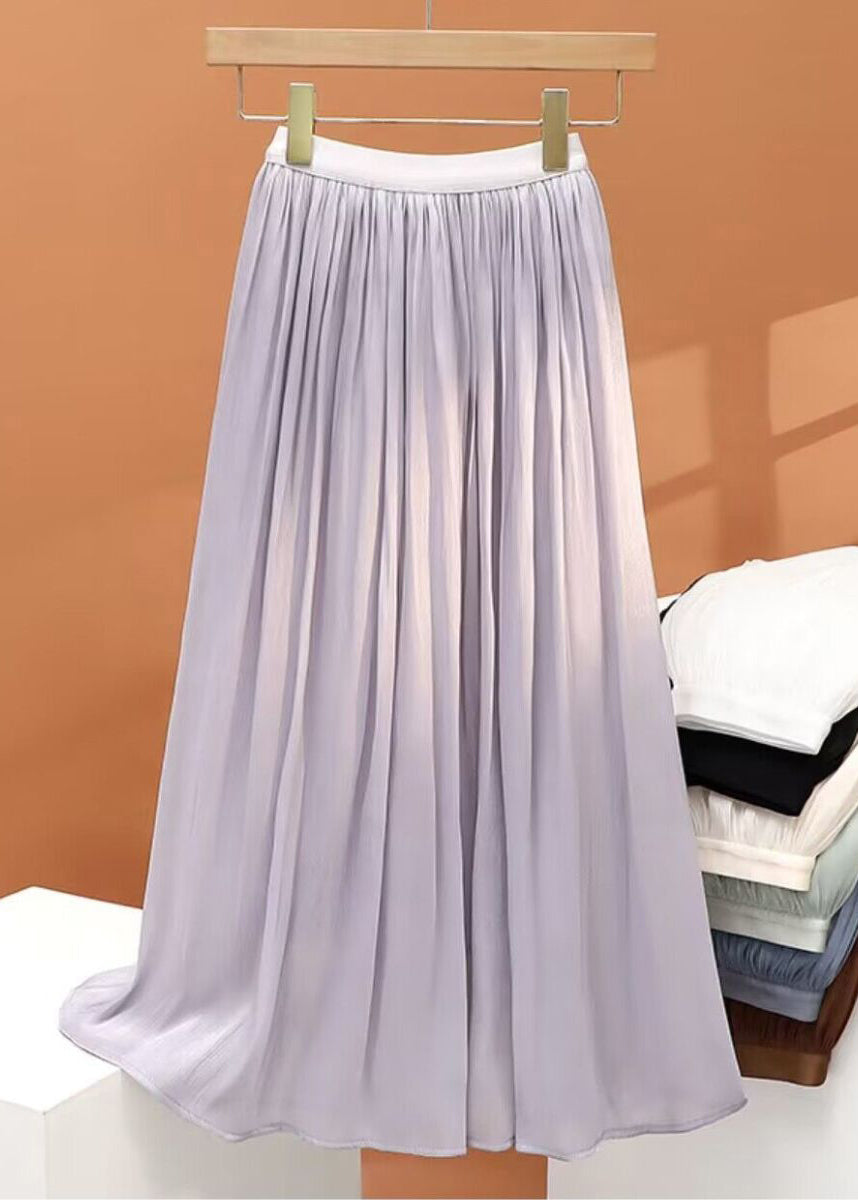 Simple Wrinkled Skirt Summer Solid Chiffon White