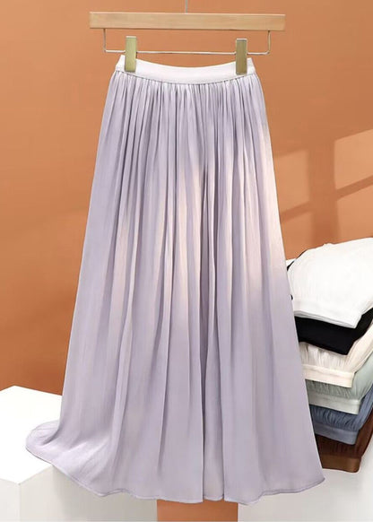 Simple Wrinkled Skirt Summer Solid Chiffon White
