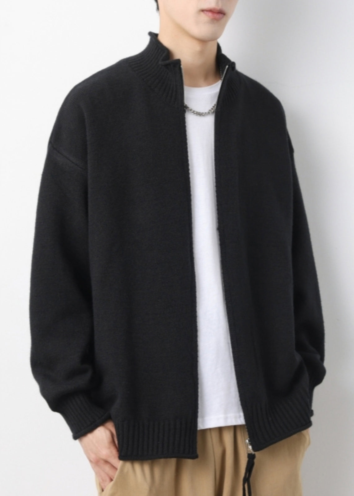 Up Yellow Cardigans Solid Simple Spring Zip Knit Mens