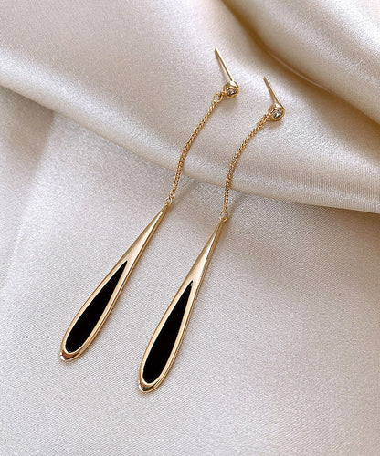 Earrings Drop Copper Alloy Black Water Skinny Gold
