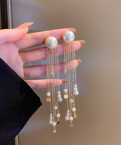 Earrings Copper Skinny Alloy Pear Gold Drop Tassel