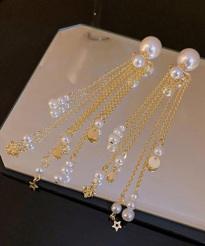 Earrings Copper Skinny Alloy Pear Gold Drop Tassel