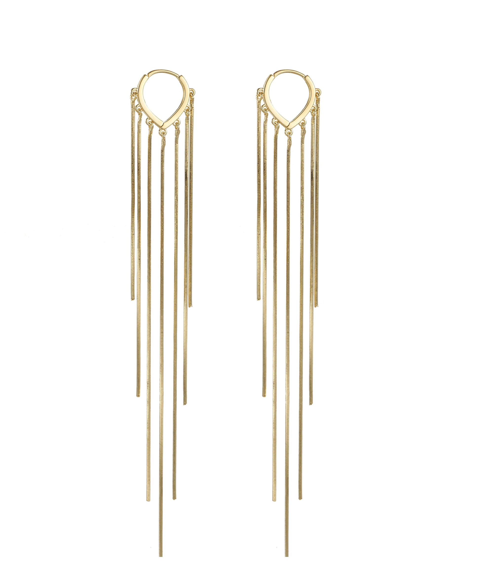 Skinny Gold Copper Overgild Tassel Drop Earrings Ada Fashion