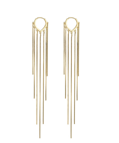 Skinny Gold Copper Overgild Tassel Drop Earrings Ada Fashion