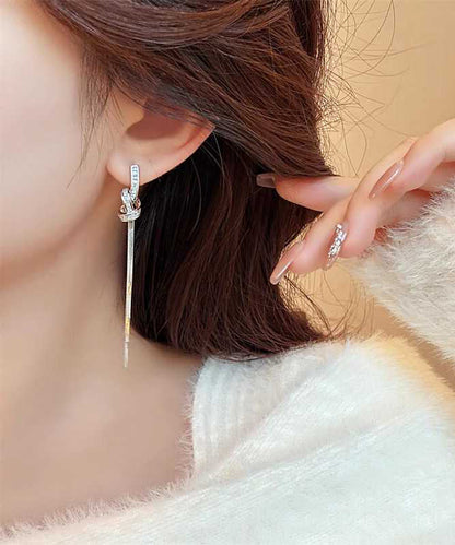 Skinny Silk Copper Alloy Tassel Drop Earrings QZ017