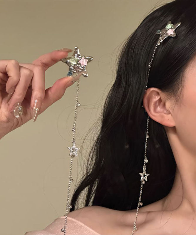 Pentagram Silk Stainless Hairpin Tassel Steel Skinny