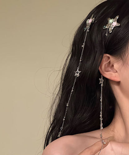 Pentagram Silk Stainless Hairpin Tassel Steel Skinny