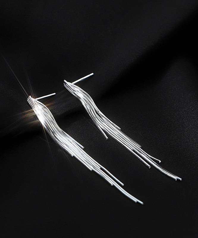 Skinny Silk Sterling Silver Overgild Tassel Drop Earrings EY006