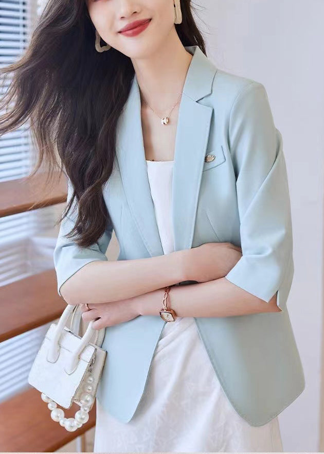 Sky Blue Spandex Jackets Notched Half Sleeve YJ055