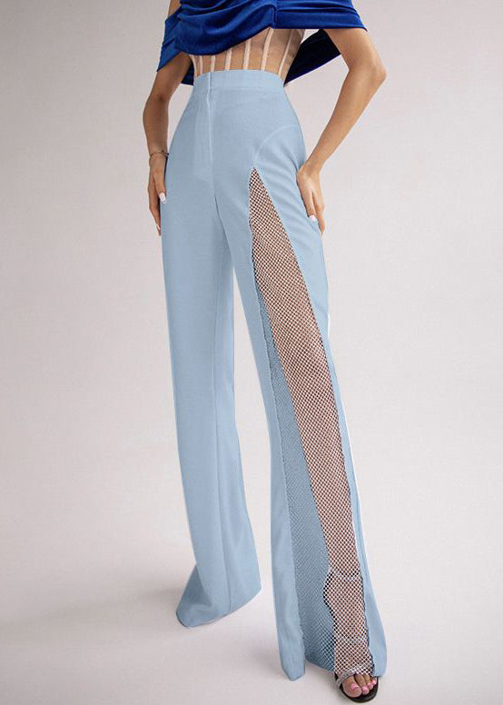 Patchwork Hollow Summer Out Slim Blue Spandex Pants Fit