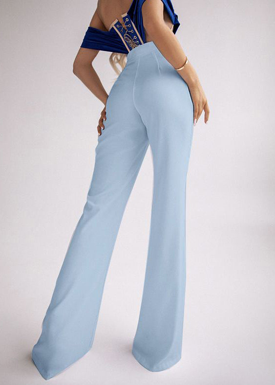 Patchwork Hollow Summer Out Slim Blue Spandex Pants Fit