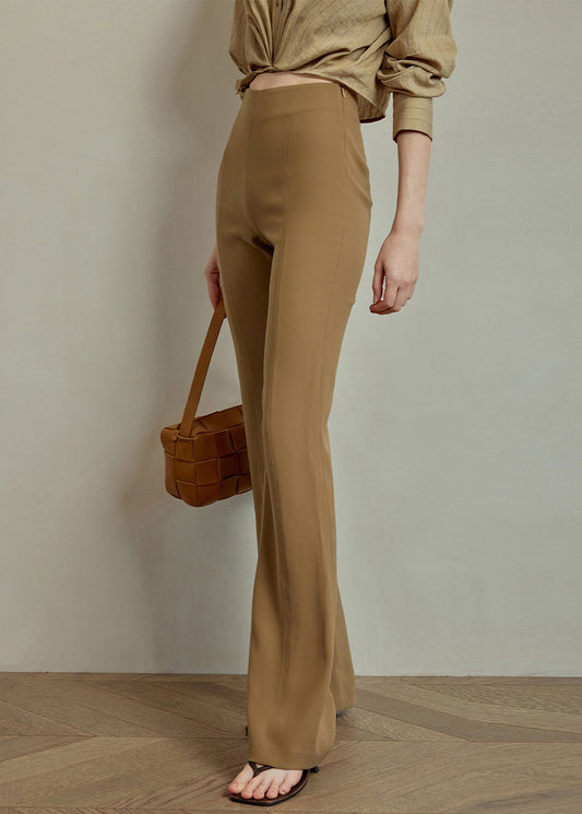 Solid Fit Waist Khaki Spandex Summer Pants Slim High