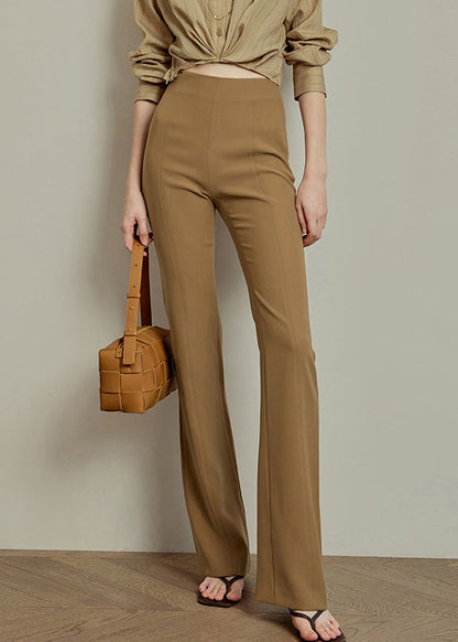 Solid Fit Waist Khaki Spandex Summer Pants Slim High
