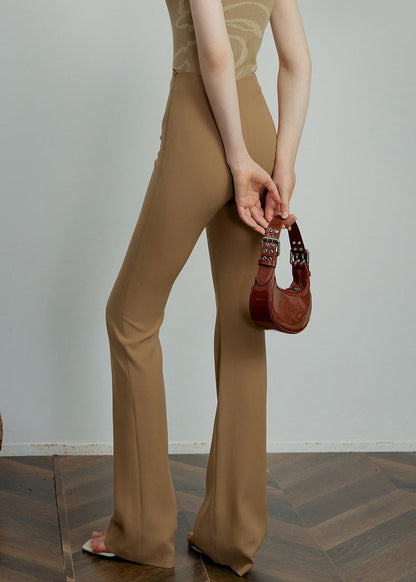 Solid Fit Waist Khaki Spandex Summer Pants Slim High