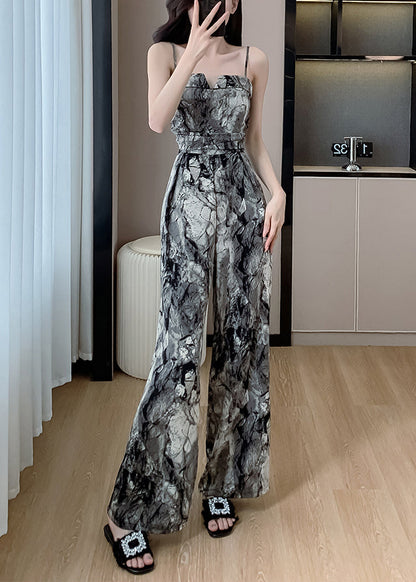 Jumpsuit Fit Pockets Silk Color Paghetti Slim Strap Photo