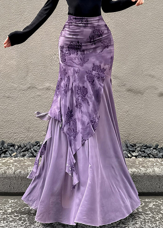 Skirt Purple Patchwork Summer Fit Asymmetrical Slim Tulle