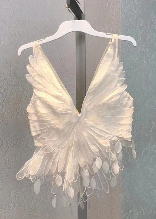 Neck Tank Cotton Design Original Sleeveless V White Fit Slim