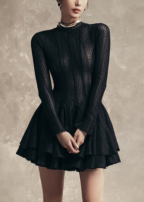 Zippered High Slim Waist Dress Lace Fall Fit White Mid