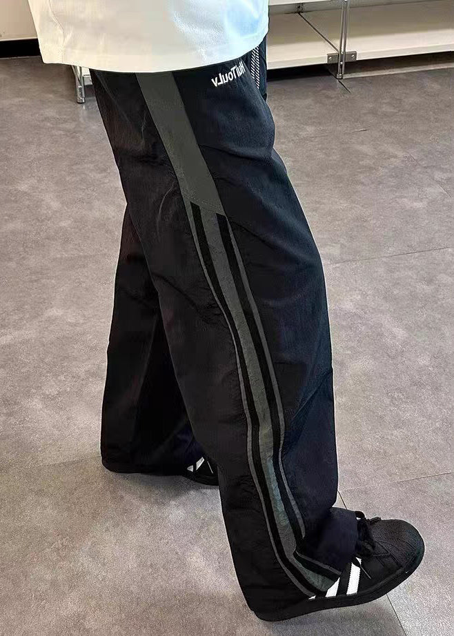 Cotton Waist Striped Thin Elastic Pants Patchwork Green Mens