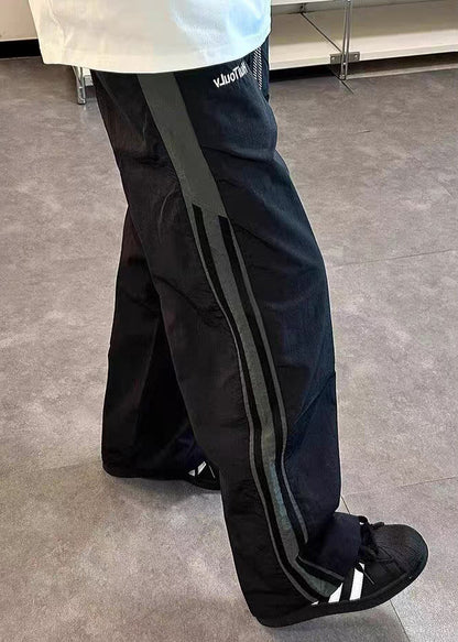 Cotton Waist Striped Thin Elastic Pants Patchwork Green Mens