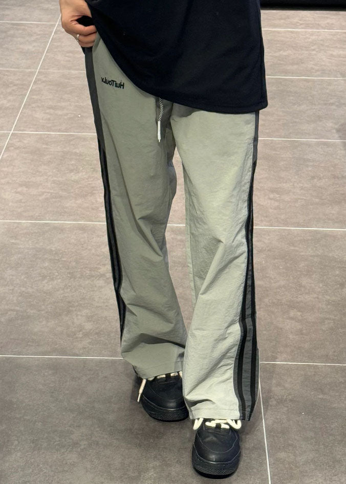 Cotton Waist Striped Thin Elastic Pants Patchwork Green Mens