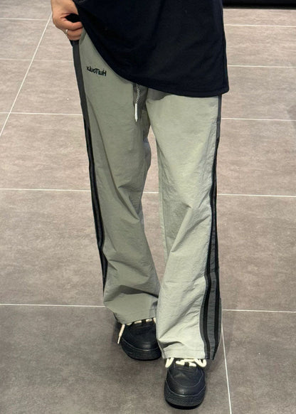 Cotton Waist Striped Thin Elastic Pants Patchwork Green Mens