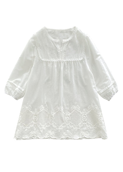 Style Apricot O-Neck Lace Patchwork Hollow Out Shirt Half Sleeve BV016