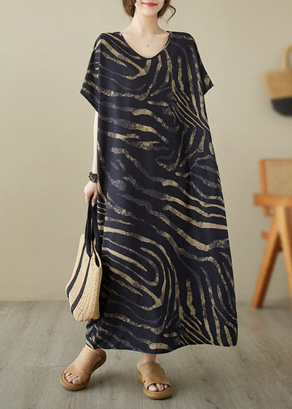 Style Black Oversized Tie Dye Cotton Dresses Summer YY021