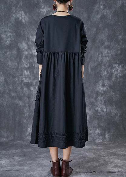 Style Black Ruffled Patchwork Cotton Dress Spring Ada Fashion
