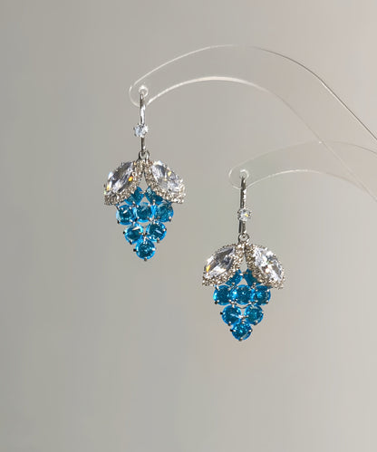 Blue Alloy Earrings Style Drop Grapes Zircon Crystal
