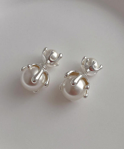 Pearl Metal Gold Stud Style Alloy Earrings