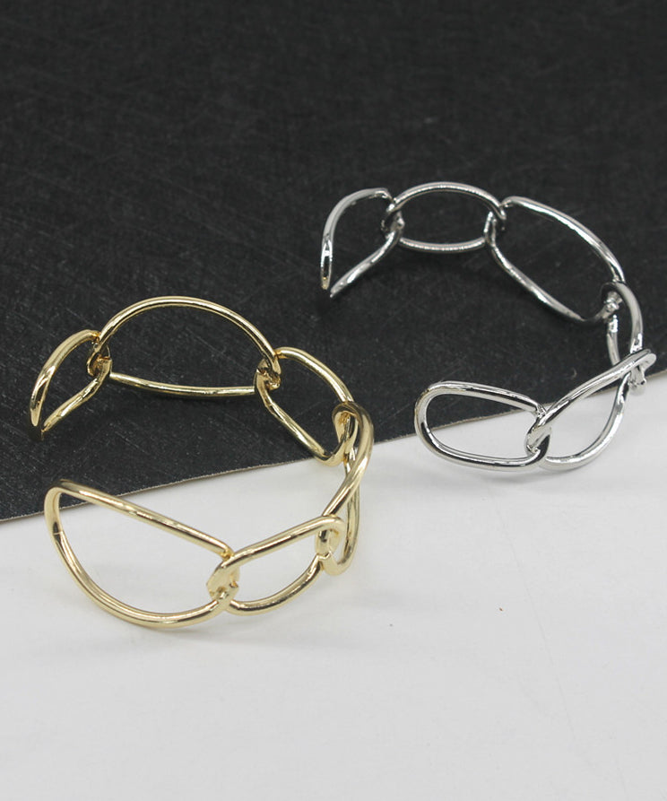 Style Hollow Gold Out Metal Chain Cuff Open