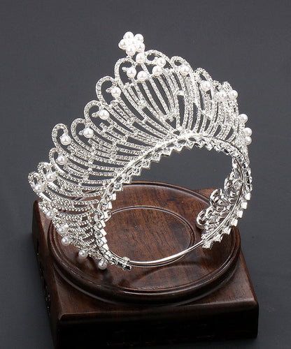 Style Gold Overgild Zircon Crystal Pearl Crown Kids Hairpin YG035