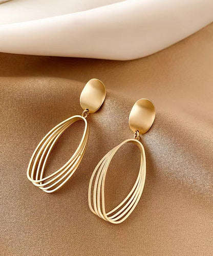 Style Gold Sterling Silver Overgild Oval Drop Earrings GH1063