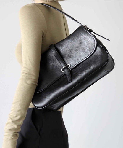 Large Shoulder Orange Bags Leather Capacity Style