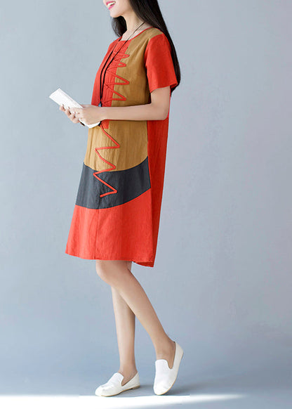 A Dresses Style Orange Summer Line Cotton Print